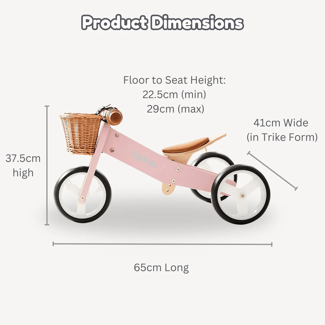 2 in 1 Toddler Mini-Trike/Balance Bike with Wicker Basket - Image 12