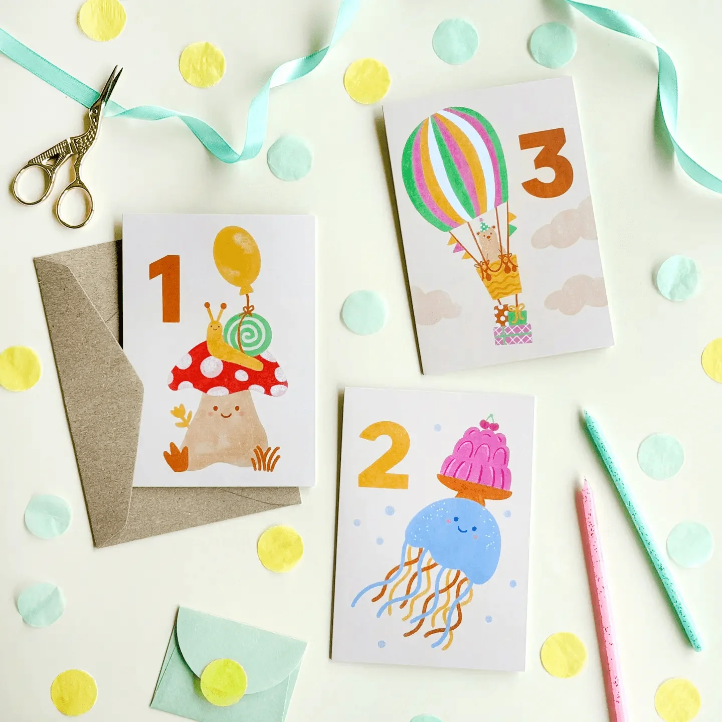 Age 1 Mushroom Snail Birthday Card - Image 3