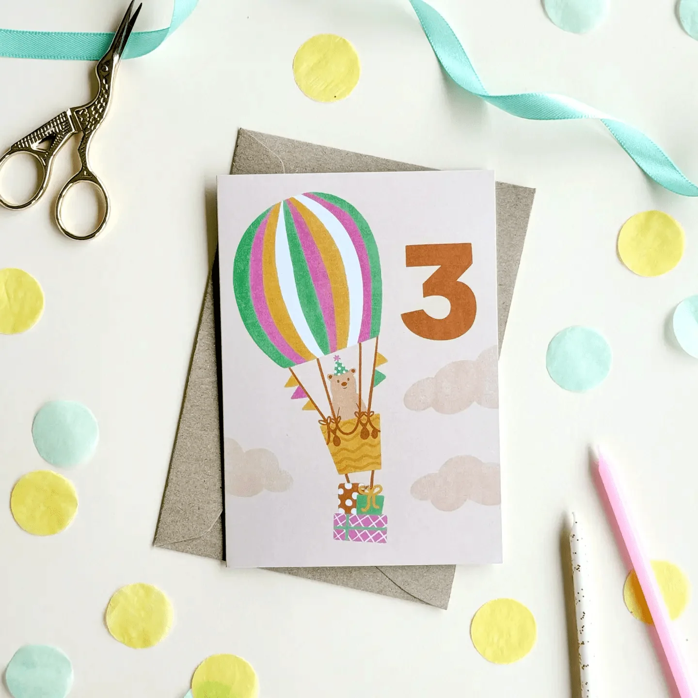 Age 3 Bear Birthday Card - Image 2