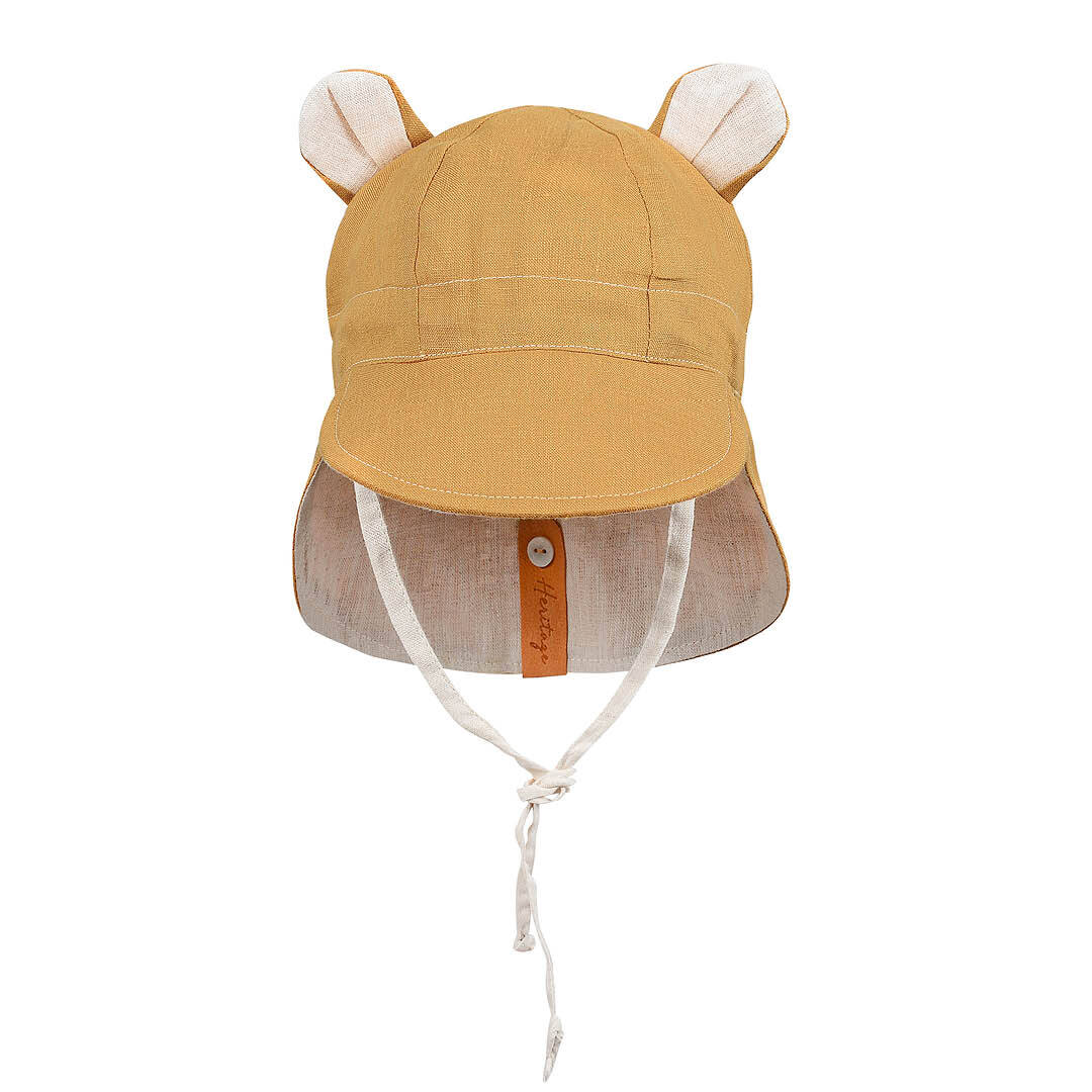 Bedhead 'Roamer' Baby Reversible Teddy Flap Sun Hat - Maize / Flax - Image 7