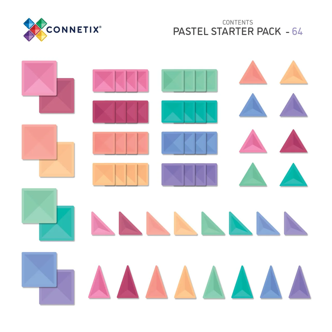 Connetix Tiles Pastel Starter Pack 64pcs - Image 2