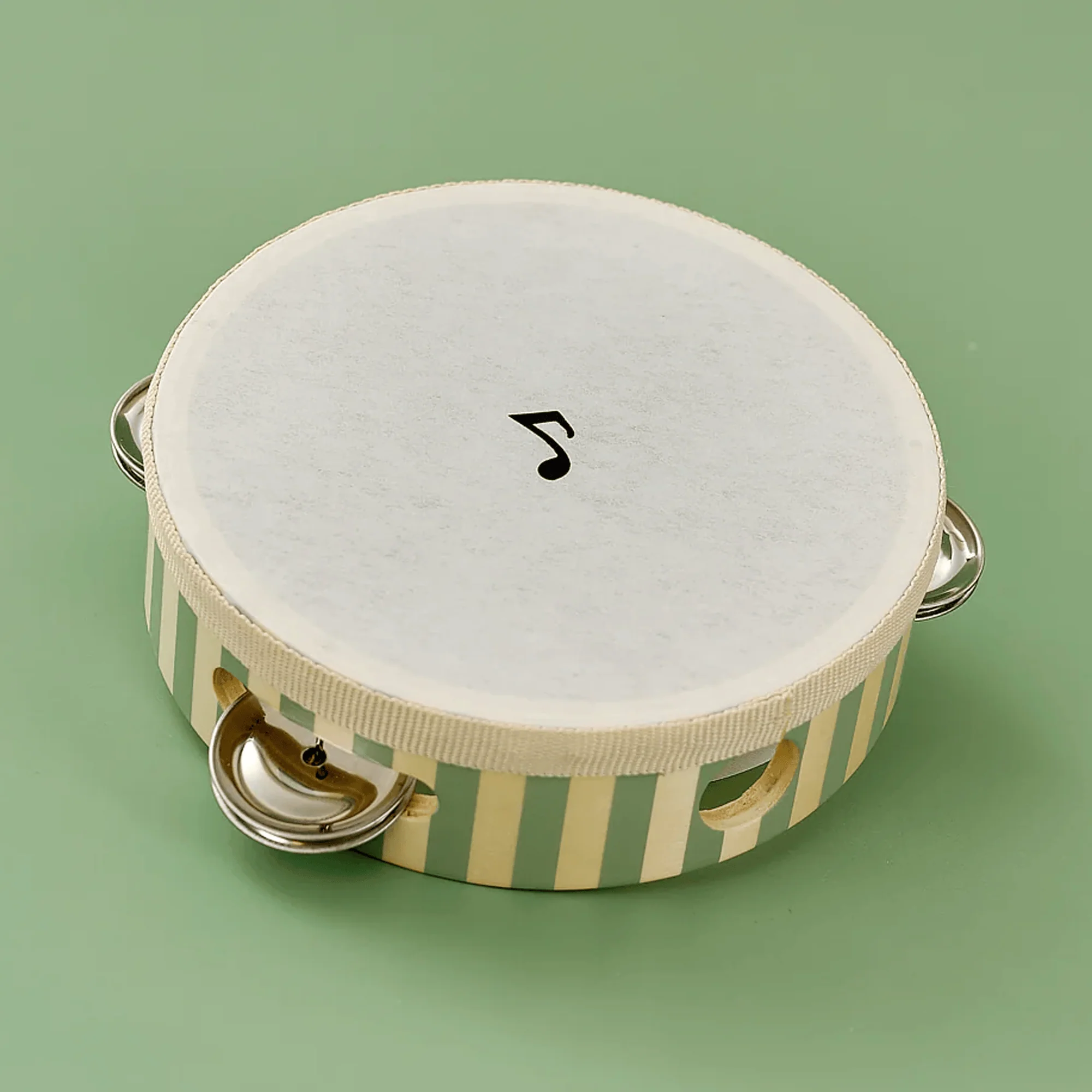 JaBaDaBaDo Tambourine Drum Green Stripes - Image 3