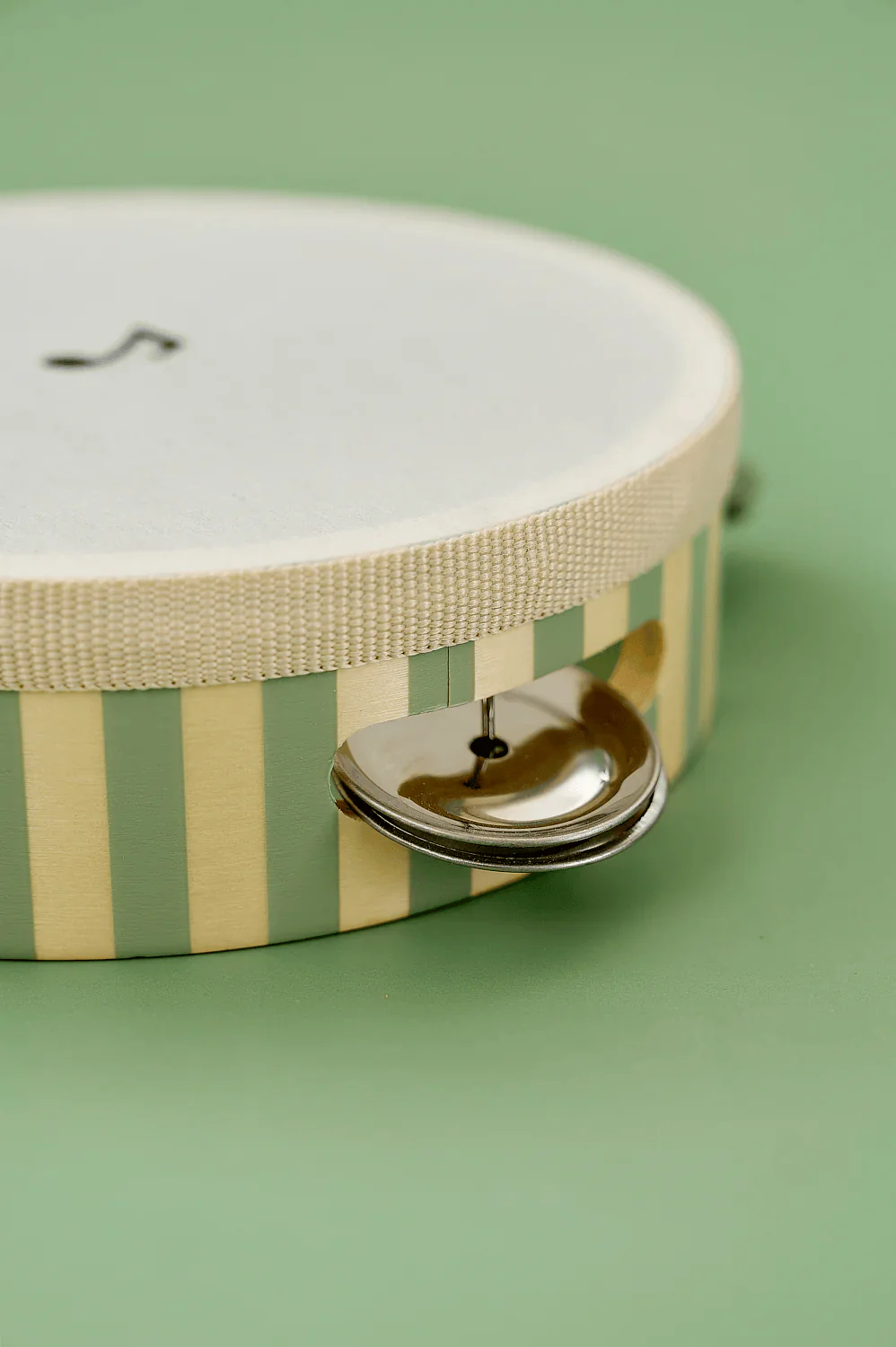 JaBaDaBaDo Tambourine Drum Green Stripes - Image 4