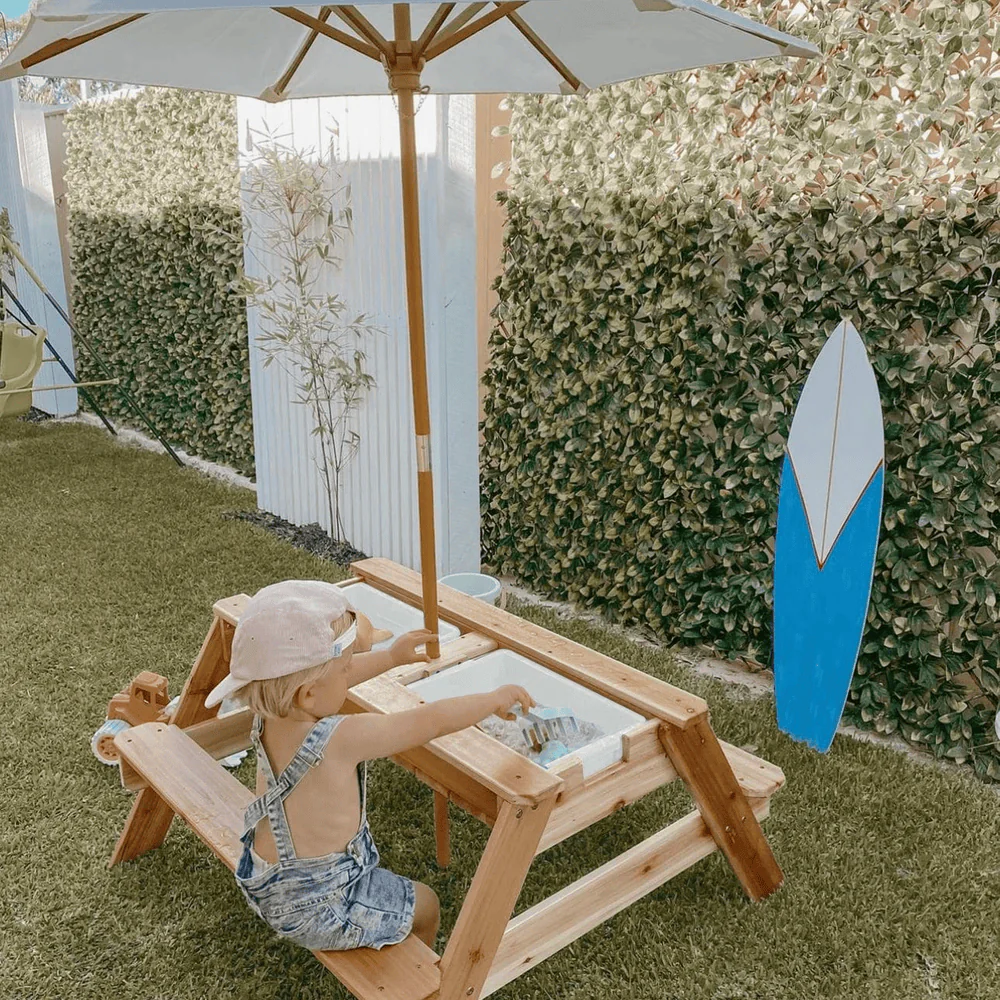 Kids Sand Water / Picnic Table with Umbrella White - Preorder - Image 10