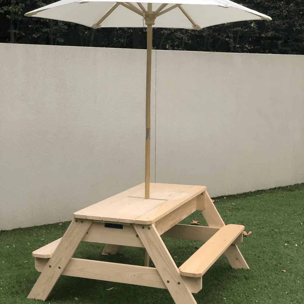 Kids Sand Water / Picnic Table with Umbrella White - Preorder - Image 17