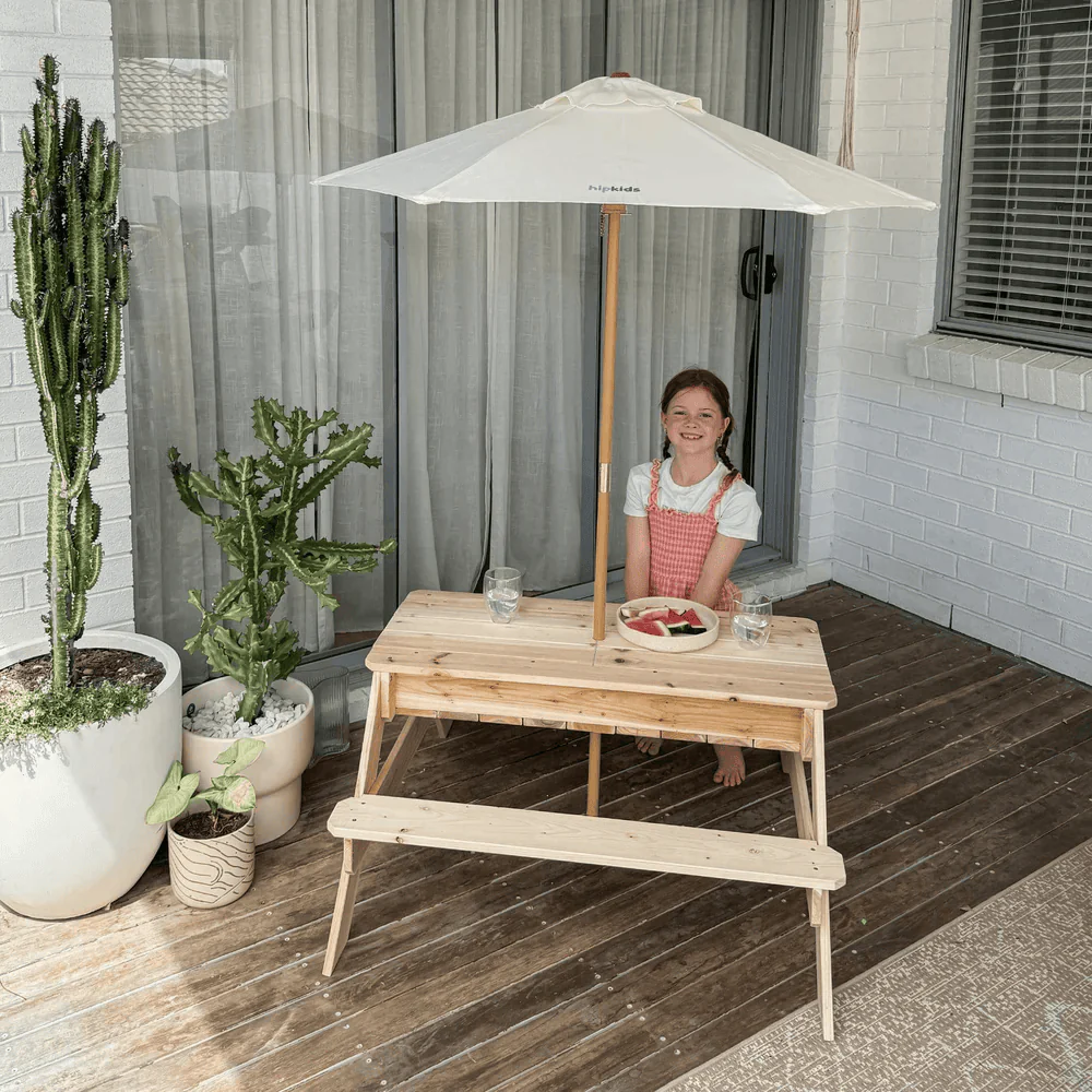 Kids Sand Water / Picnic Table with Umbrella White - Preorder - Image 18
