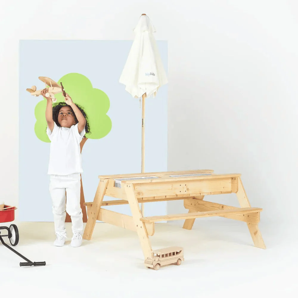 Kids Sand Water / Picnic Table with Umbrella White - Preorder - Image 19