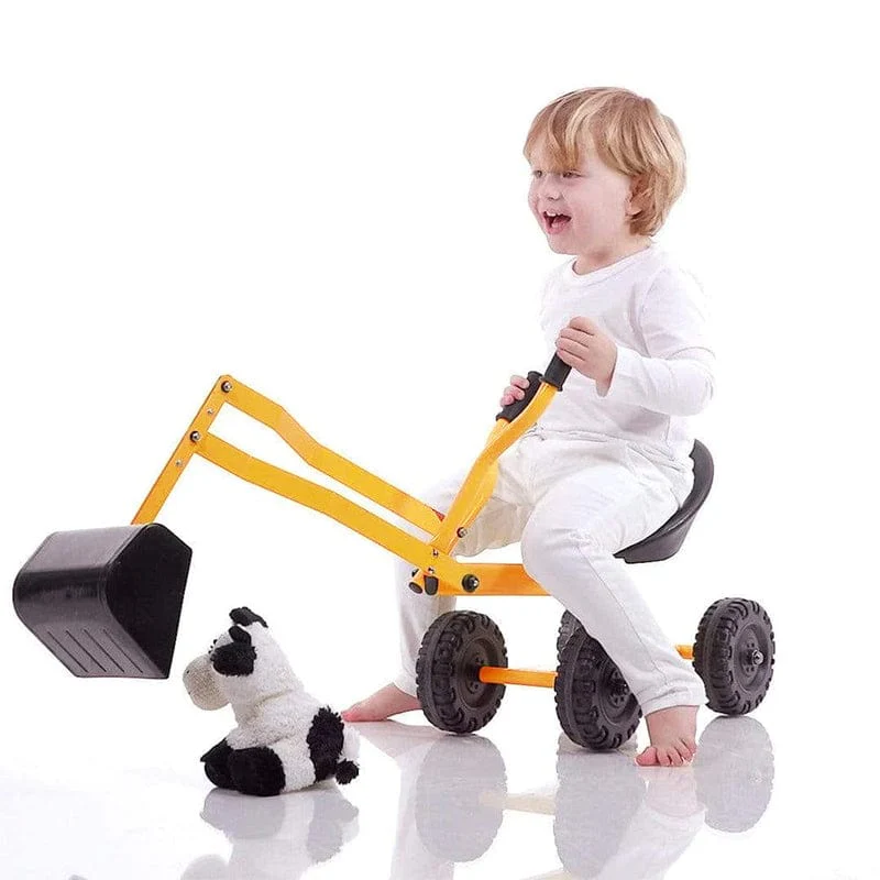 Kids Steel Toy Ride-On Excavator - Mustard - Preorder - Image 9