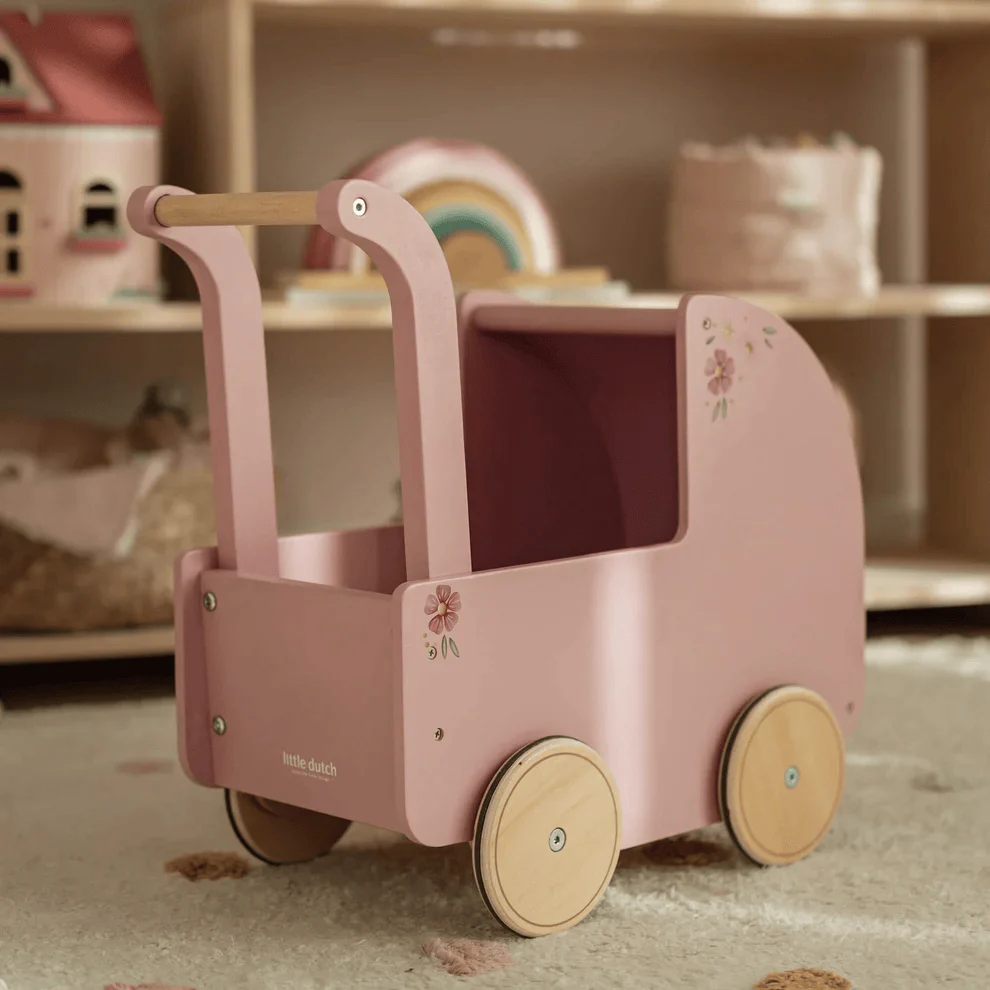 Little Dutch Doll Pram with Textiles - Pink - Image 3