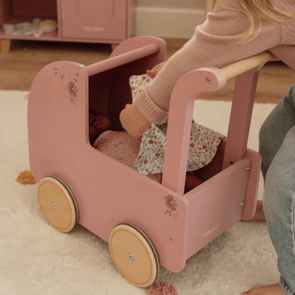 Little Dutch Doll Pram with Textiles - Pink - Image 7