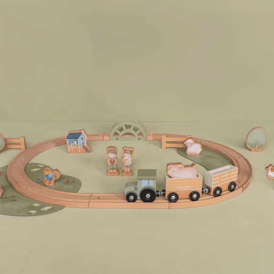 Little Dutch Little Farm Wooden Train Track - Image 2