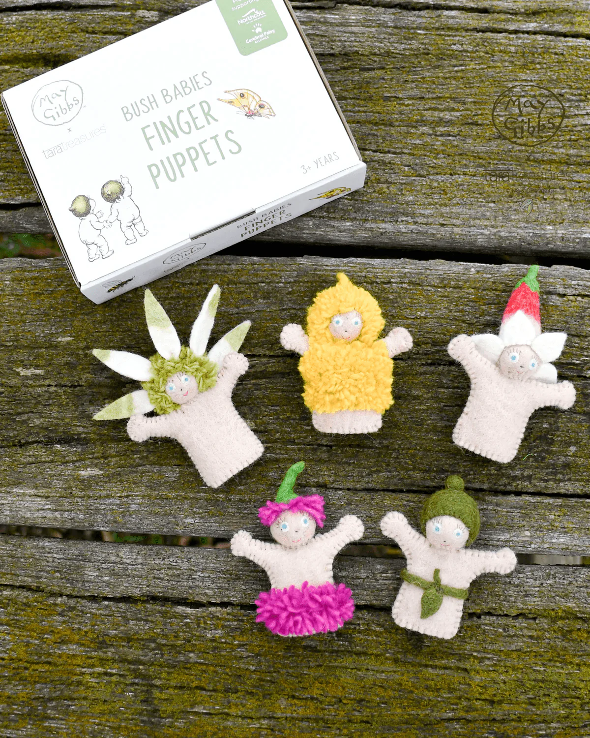 May Gibbs x Tara Treasures Bush Babies Finger Puppets Set - Image 4