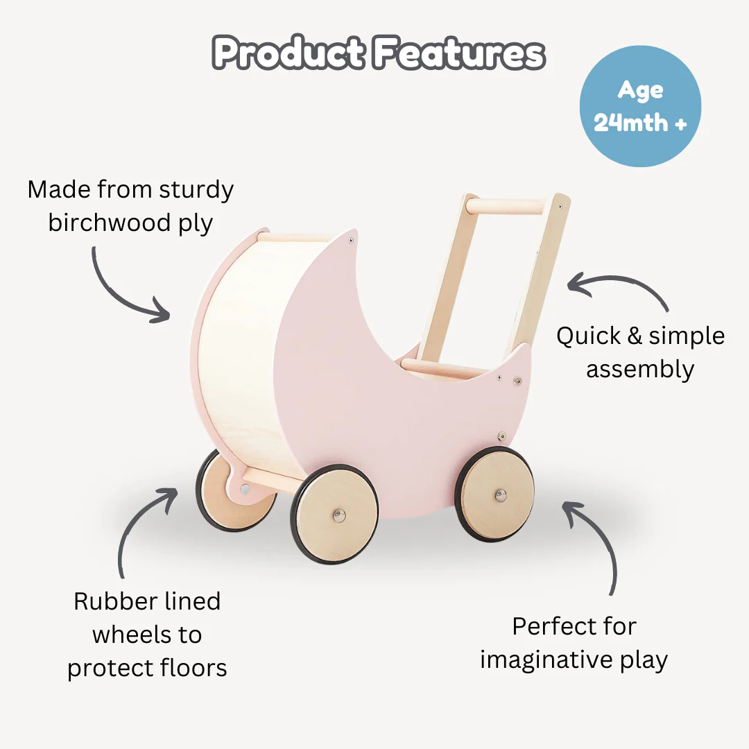 Wooden Moon Doll Pram - Image 13