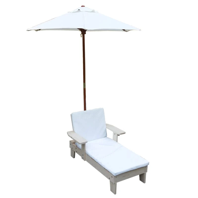 Outdoor Kids Sun Lounge Chair with Umbrella White - Preorder - Image 11