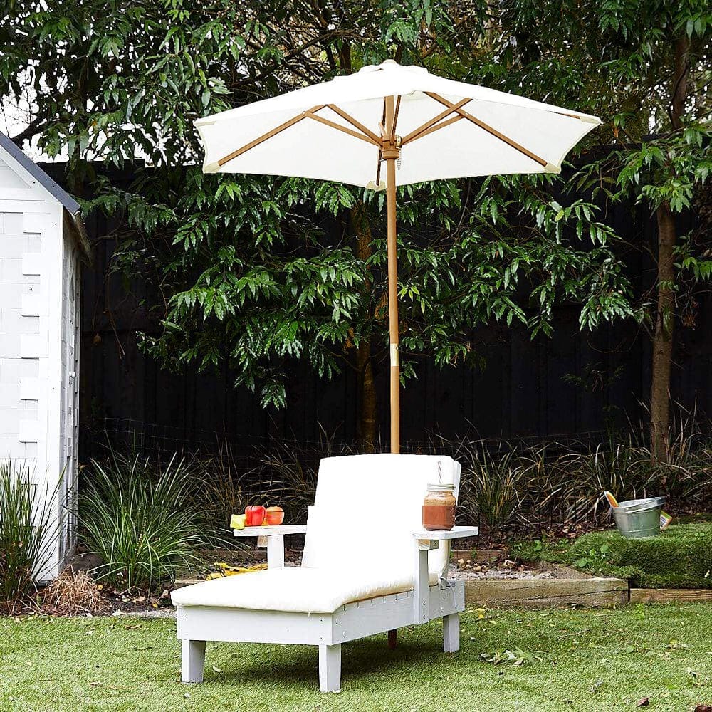 Outdoor Kids Sun Lounge Chair with Umbrella White - Preorder - Image 5