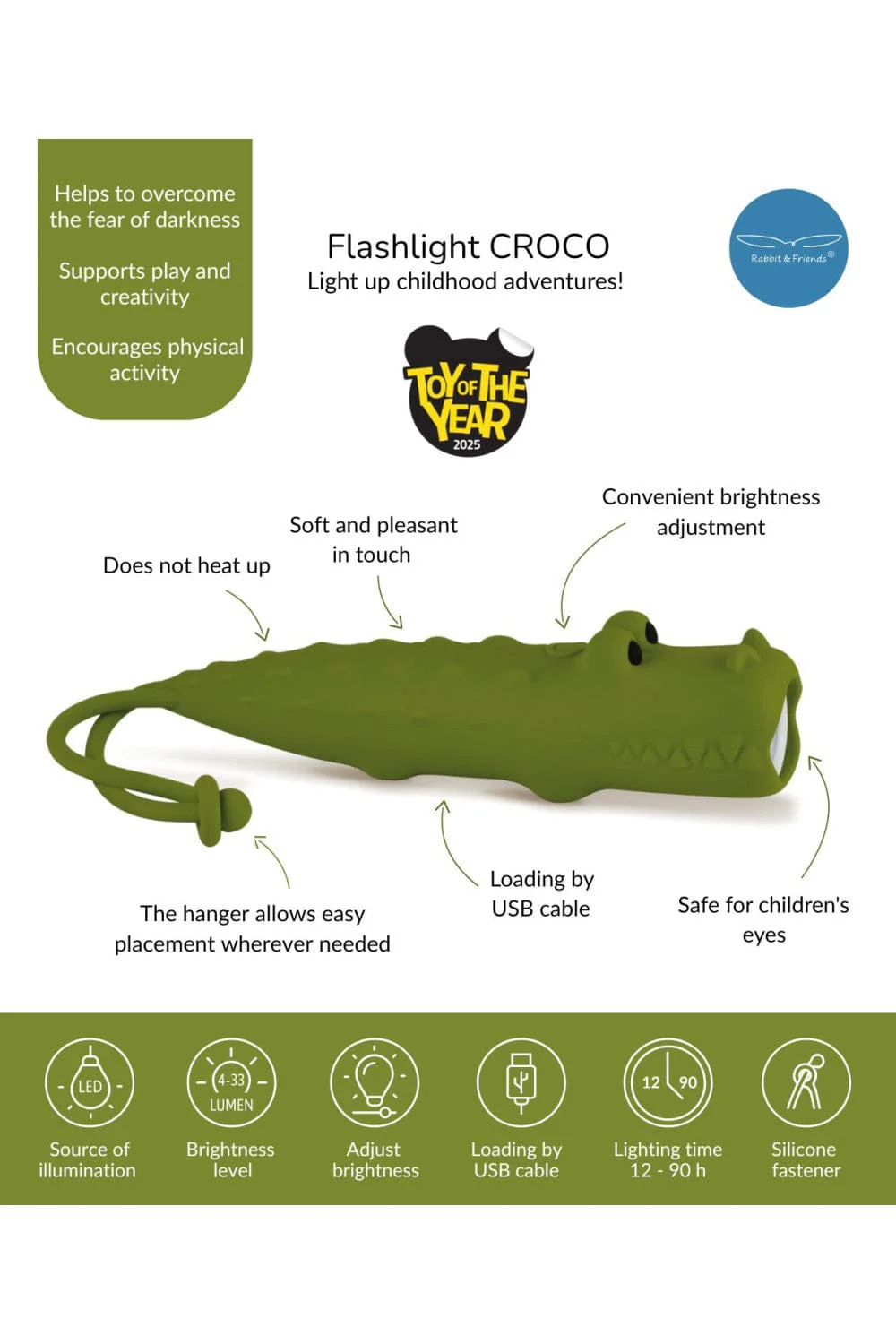 Rabbit & Friends Flashlight Crocodile - Croco - Preorder - Image 4
