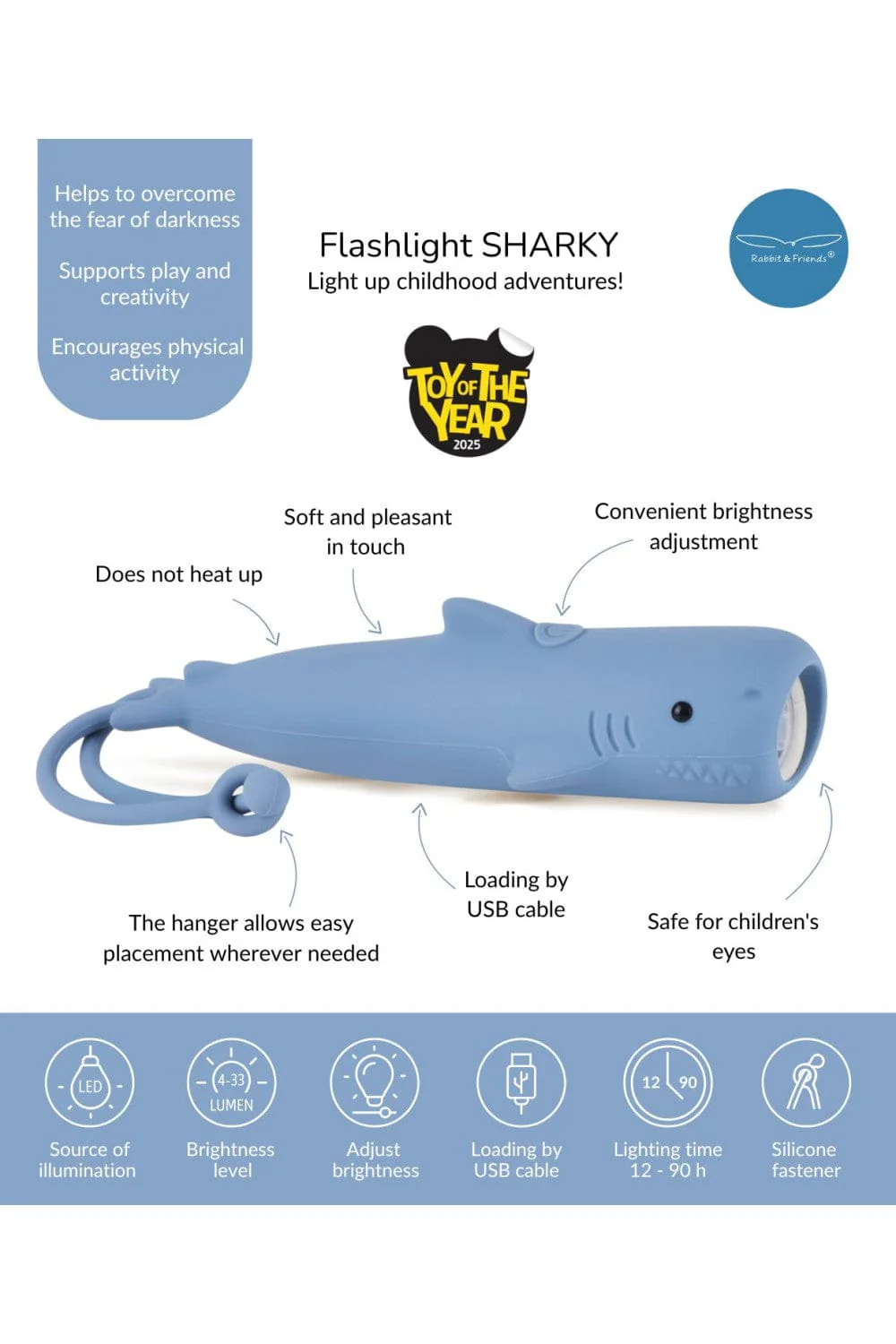 Rabbit & Friends Flashlight Shark - Sharky - Preorder - Image 5