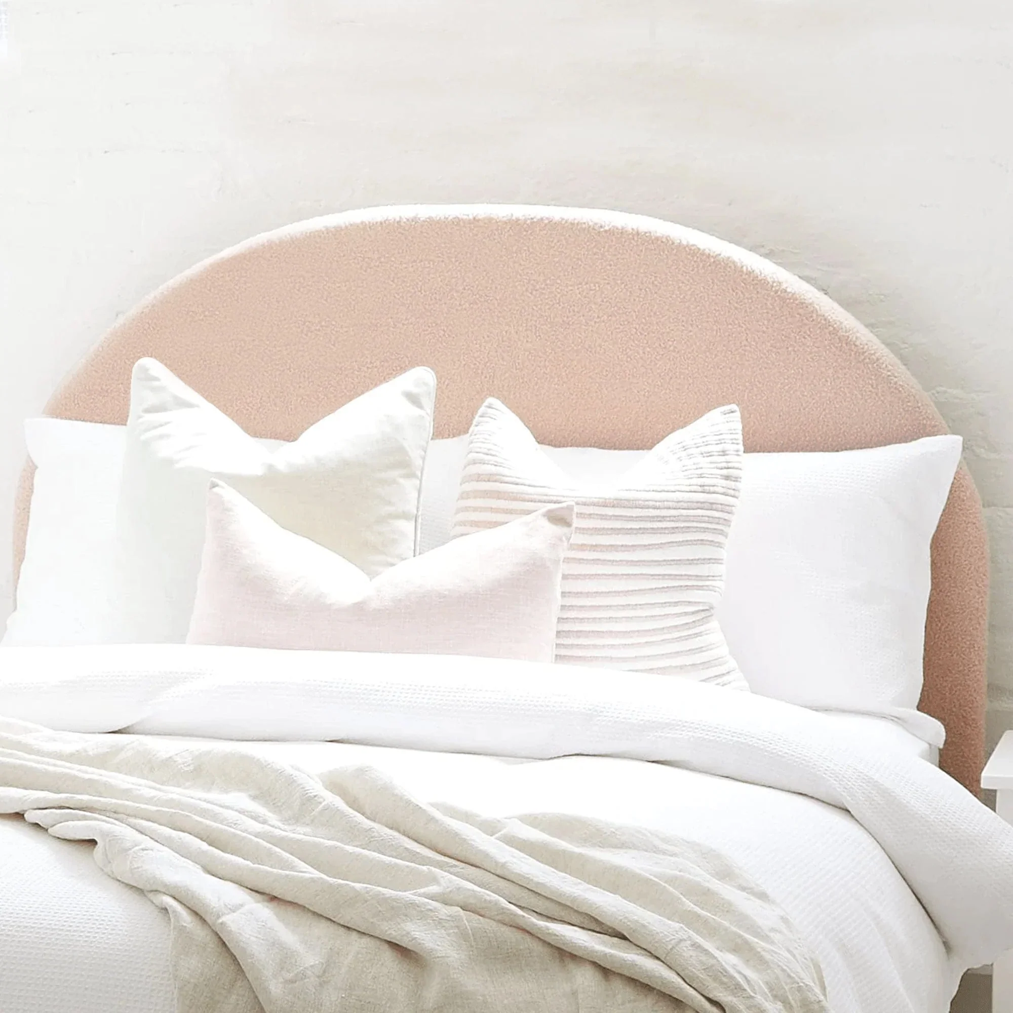 SCOUT Blush Pink Boucle Upholstered Bed - Image 13