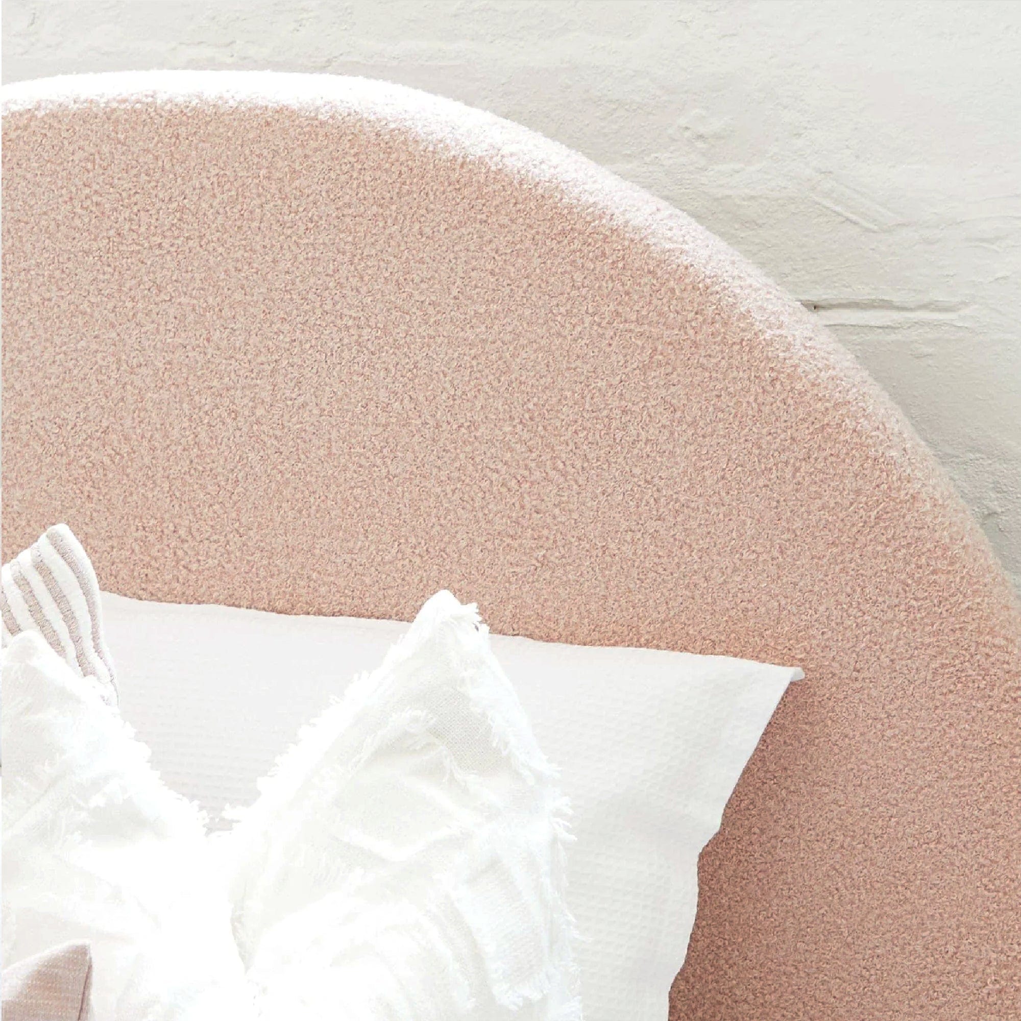 SCOUT Blush Pink Boucle Upholstered Bed - Image 15