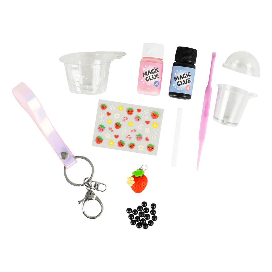 Tiger Tribe Bag Charm Kit - Strawberry Bubble Tea - Image 3