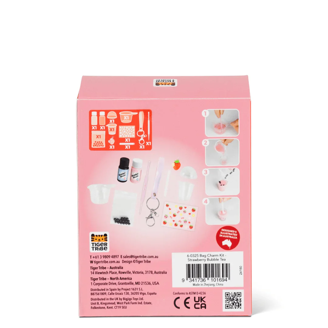 Tiger Tribe Bag Charm Kit - Strawberry Bubble Tea - Image 6