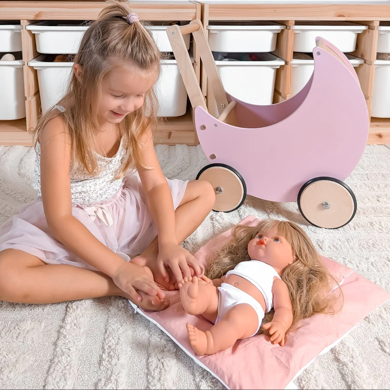 Wooden Moon Doll Pram - Image 10