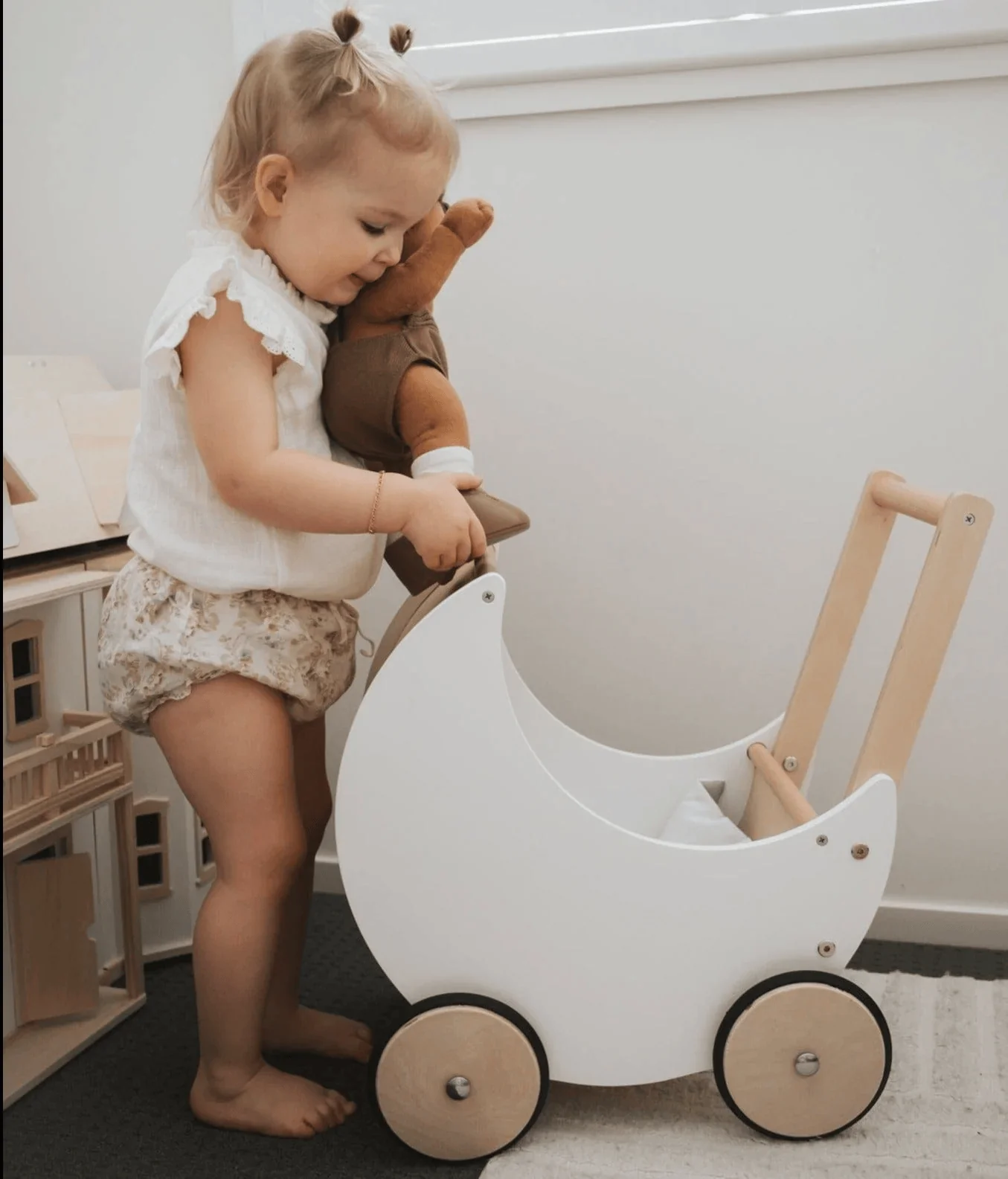 Wooden Moon Doll Pram - Image 16